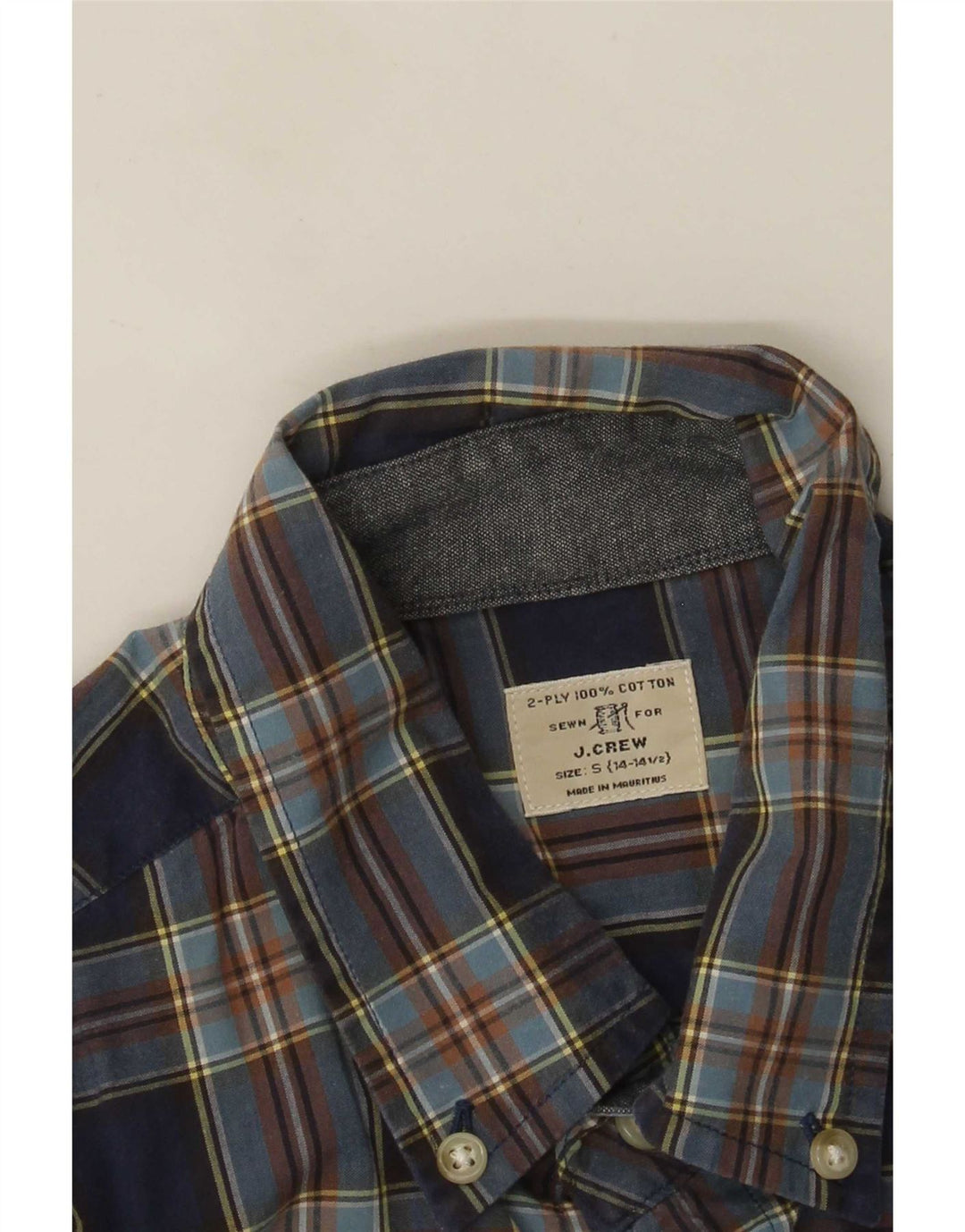 J. Crew Chemise Homme Taille 14 1/2 Petit Coton à Carreaux Bleu