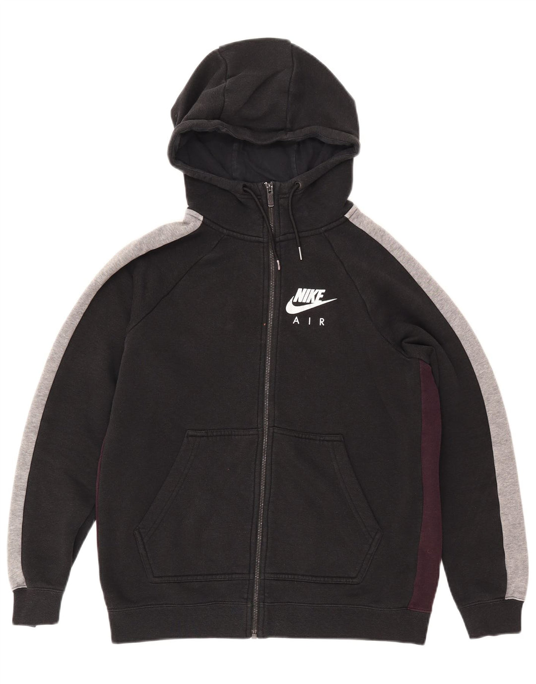 NIKE Pull à capuche zippé pour femme UK 14 Coton color block noir moyen