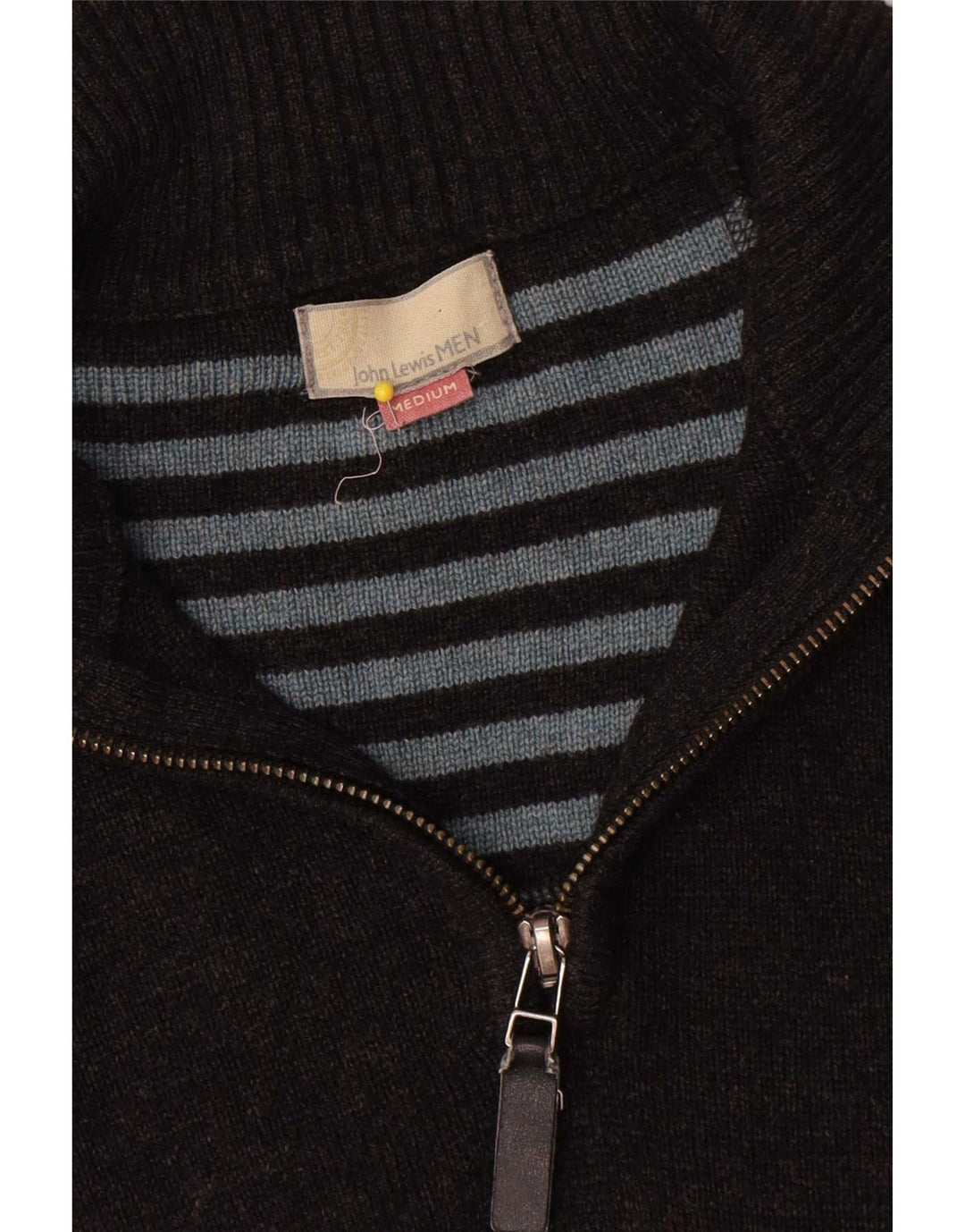 John Lewis Pull col zippé pour homme Gris moyen moucheté