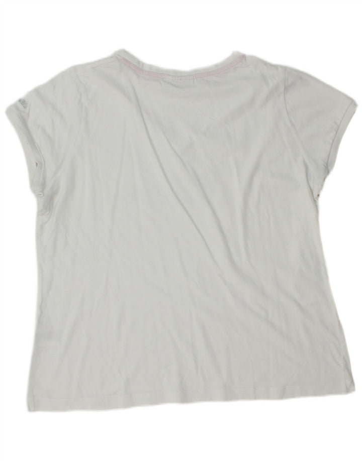 Ellesse T-shirt graphique pour femme UK 20 2XL Blanc Coton