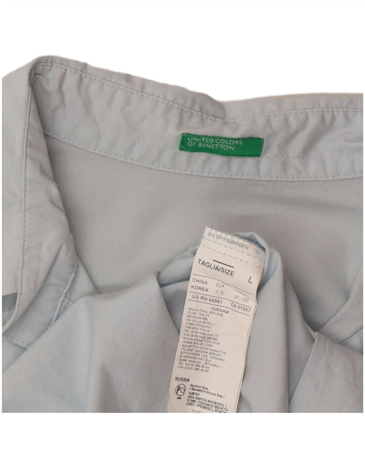 Benetton Chemise Pull Femme UK 14 Large Bleu Coton