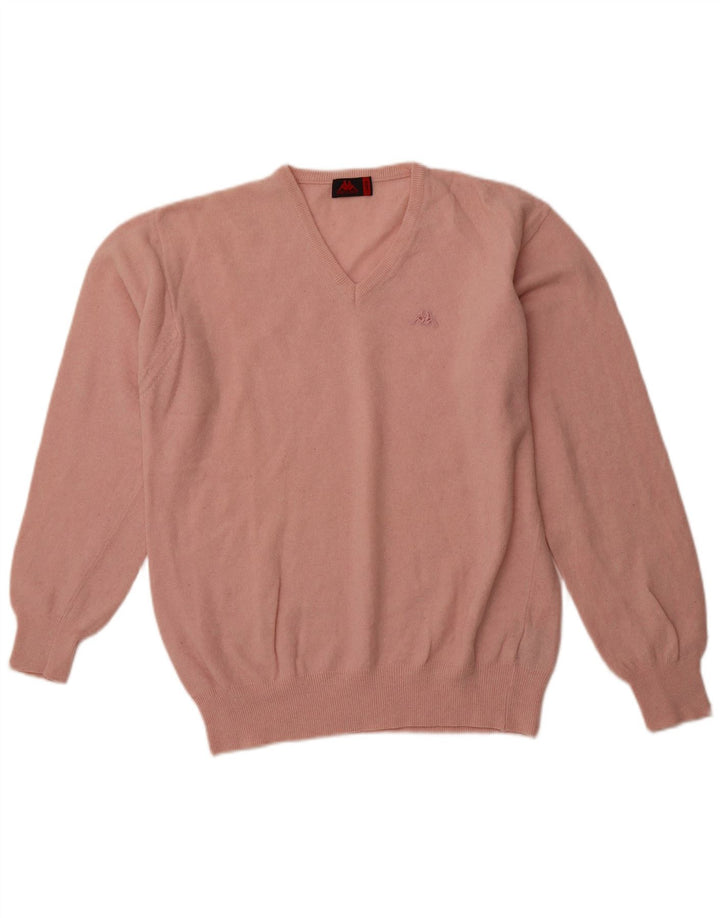 KAPPA Pull col V pour homme en laine rose Large