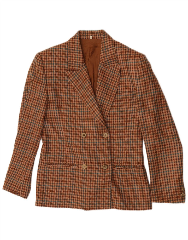 Veste Blazer Double Boutonnage Femme Vintage IT 42 Pied De Poule Brun Moyen