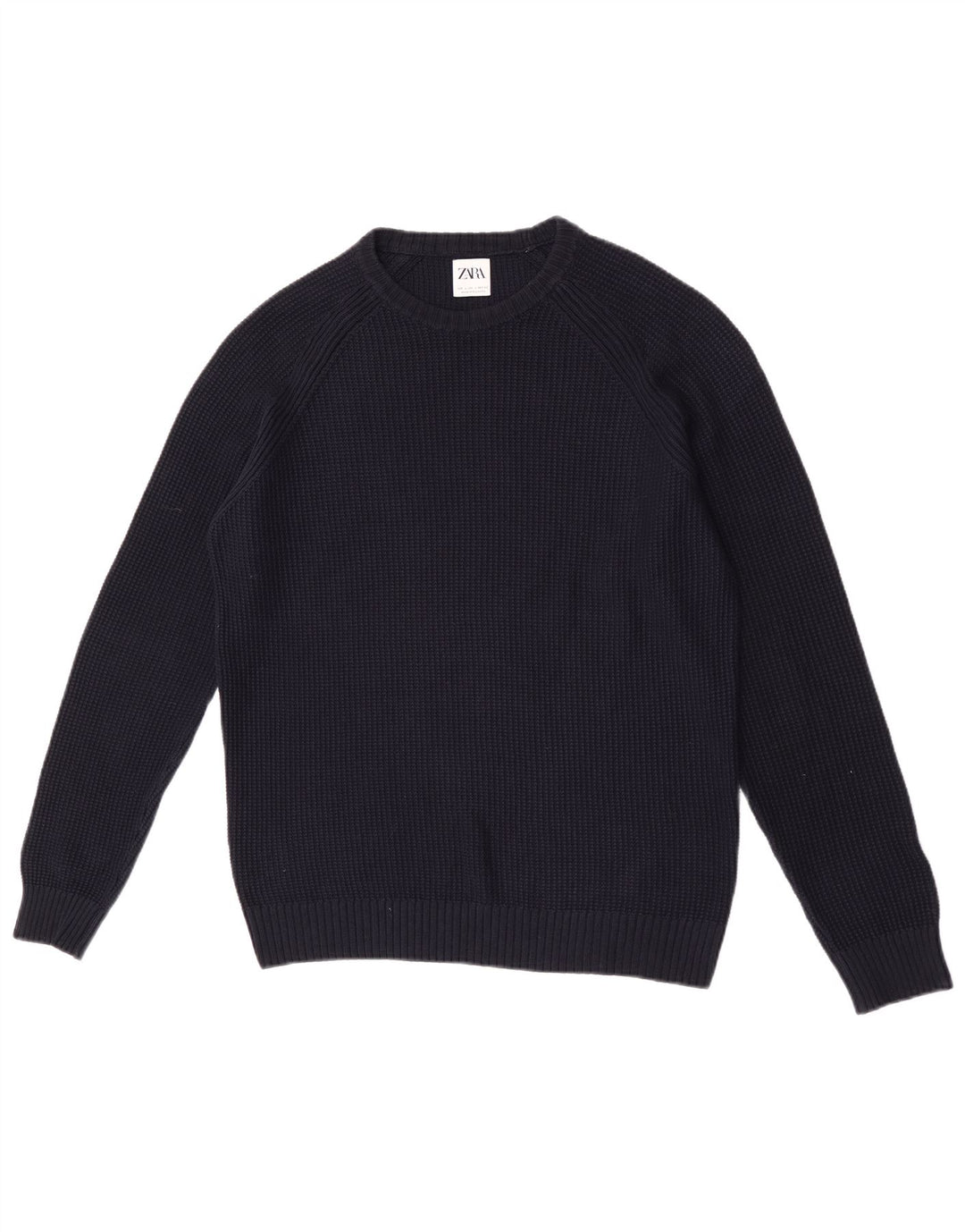 Zara Pull à col rond pour homme en coton bleu marine Taille L