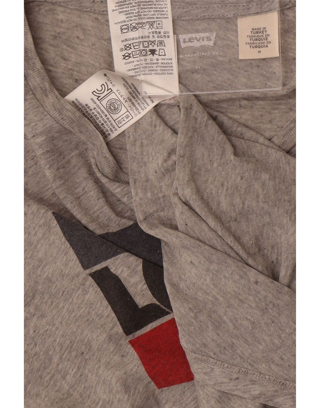 Levi's T-Shirt Graphique Femme UK 12 Gris Moyen Moucheté Coton