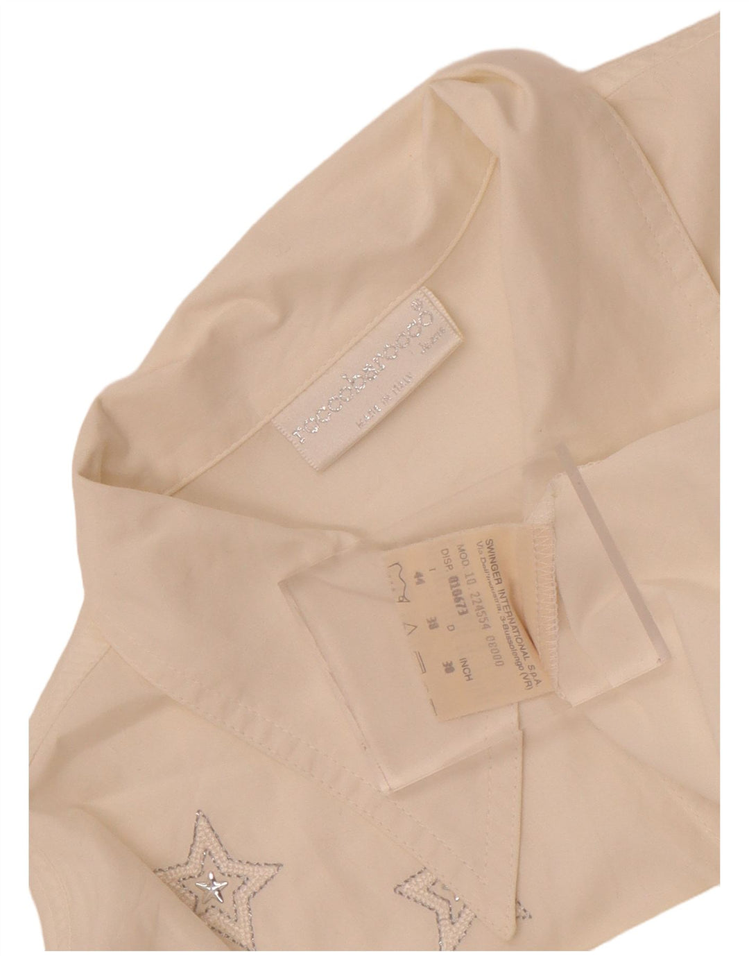 Roccobarocco Chemise Graphique Femme IT 44 Coton Géométrique Blanc Moyen
