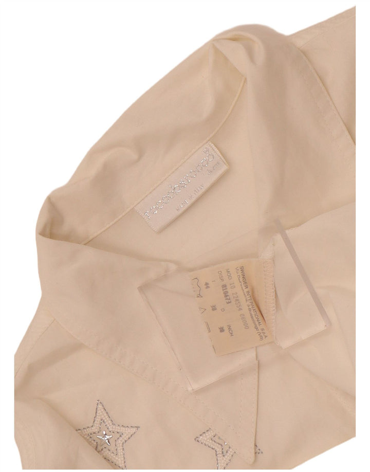 Roccobarocco Chemise Graphique Femme IT 44 Coton Géométrique Blanc Moyen