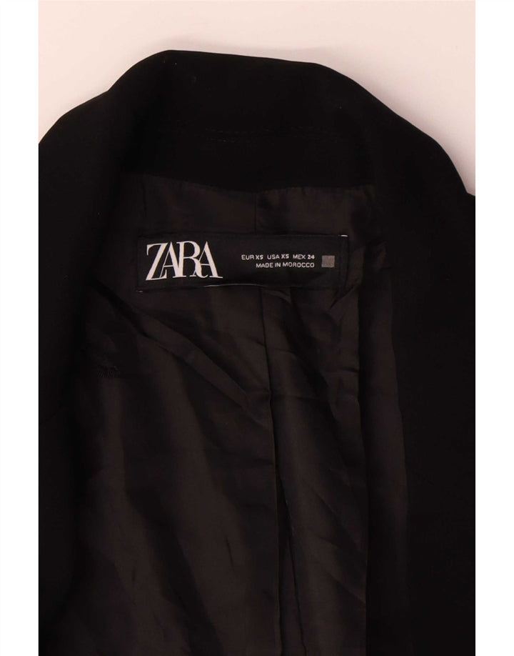 Zara Veste blazer ouverte surdimensionnée à manches 3/4 pour femme UK 6 XS Noir Polyester