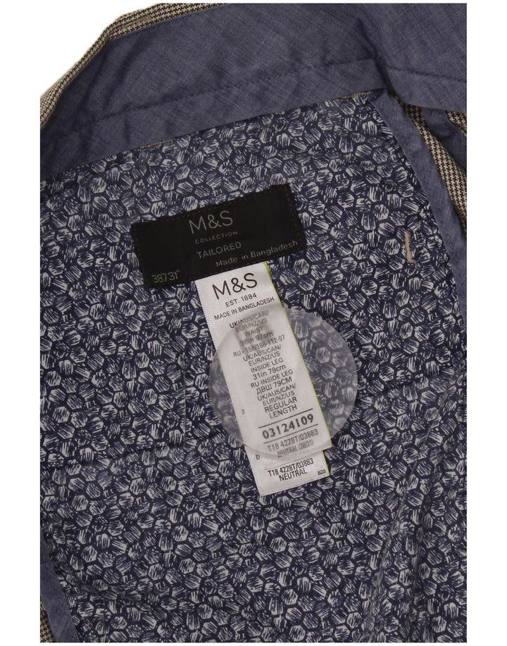 Marks & Spencer Pantalon de costume droit pour homme W38 L31 Gris pied-de-poule