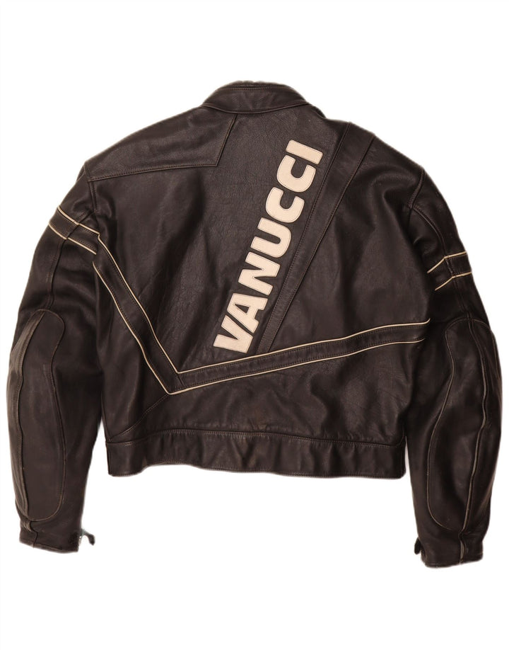 Vanucci Veste de course en cuir graphique pour homme IT 58 3XL Noir