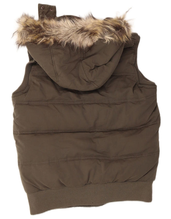 Fat Face Gilet rembourré surdimensionné à capuche pour femme UK 10 Petit Kaki Polyester