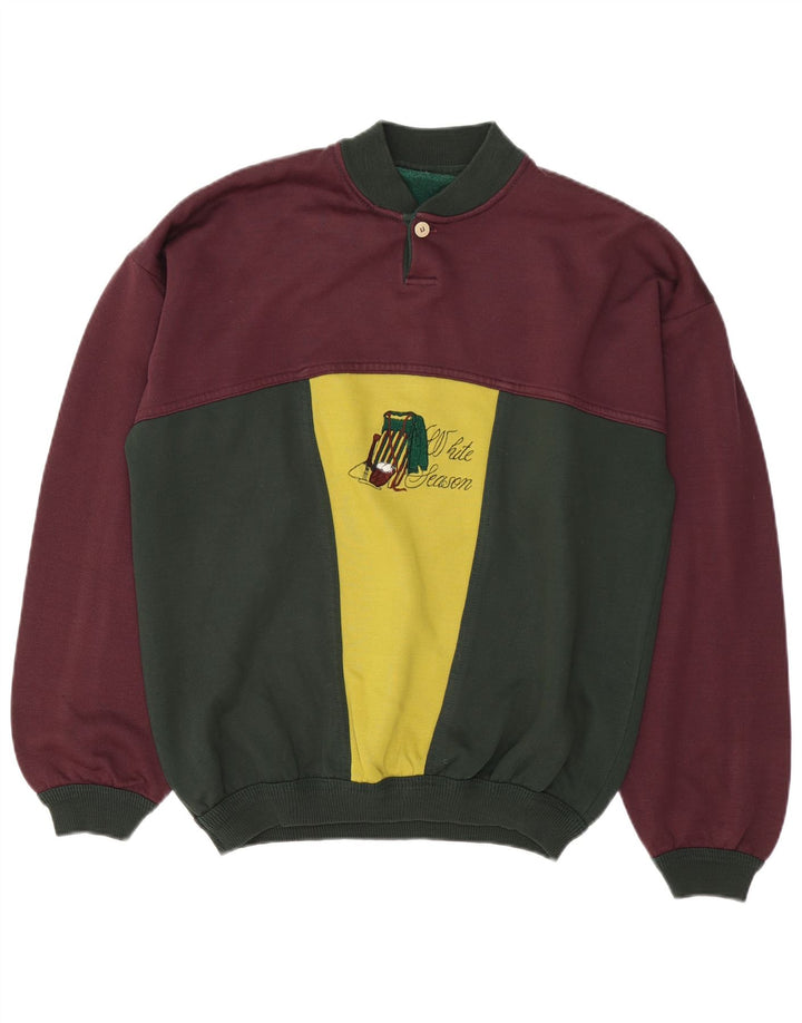vintage Mens Graphic Sweatshirt Jumper Grand Colorblock multicolore