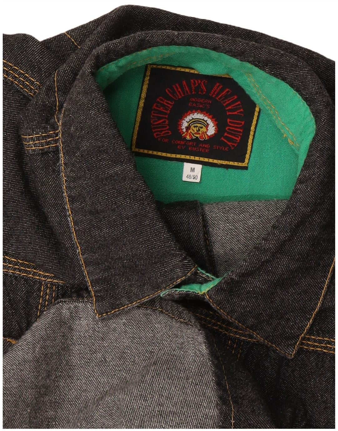 BUSTER Chemise en Jean Homme IT 48/50 Noir Moyen