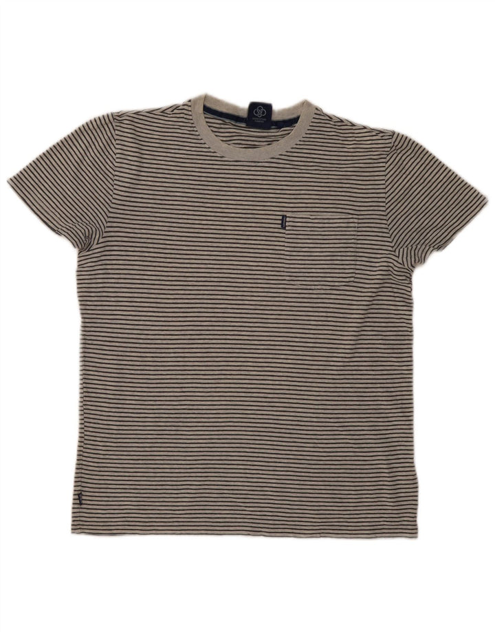 Superdry T-Shirt Homme Gris Moyen Pinstripe Cotton