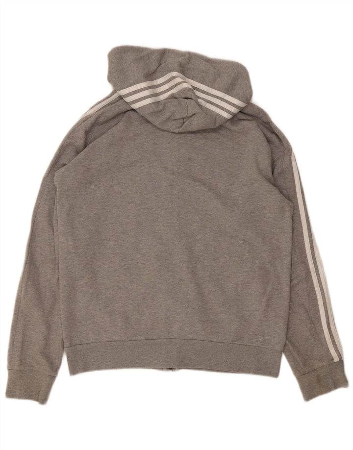 Adidas Pull à capuche zippé coupe régulière pour homme en coton gris moyen