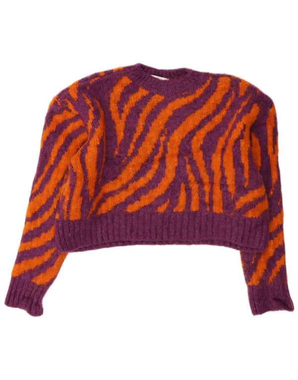 Zara Pull court à col rond pour femme UK 10 Small Multicolore