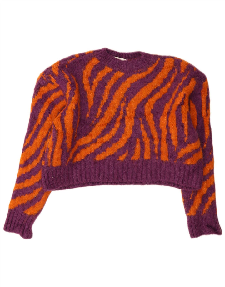Zara Pull court à col rond pour femme UK 10 Small Multicolore