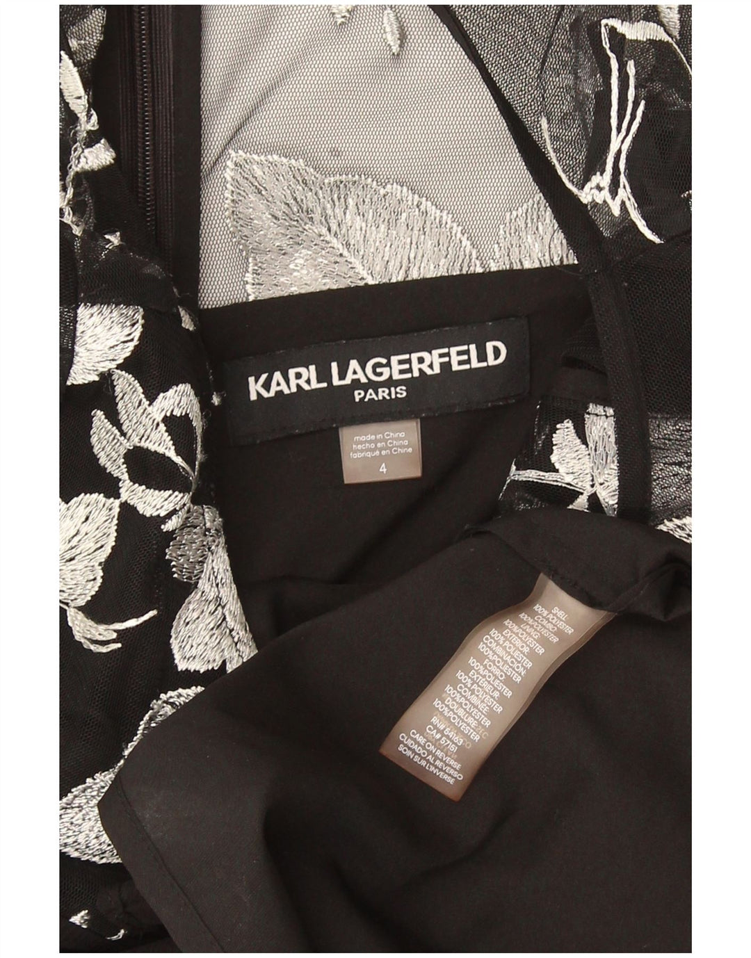 Karl Lagerfeld Robe fourreau pour femme US 4 Petit polyester floral noir