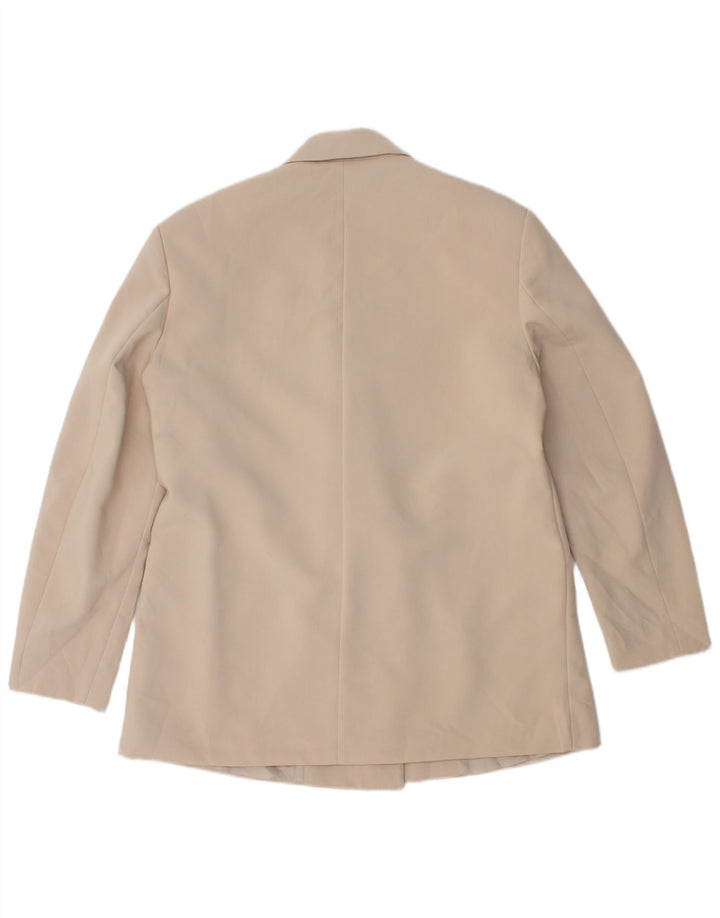 ZARA Femme Blazer Double Boutonnage Veste UK 10 Petit Beige Polyester