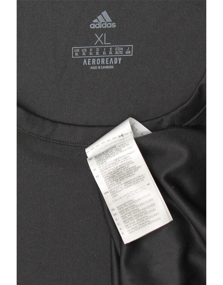 Adidas Hommes Aeroready T-Shirt Top XL Noir Colorblock Polyester