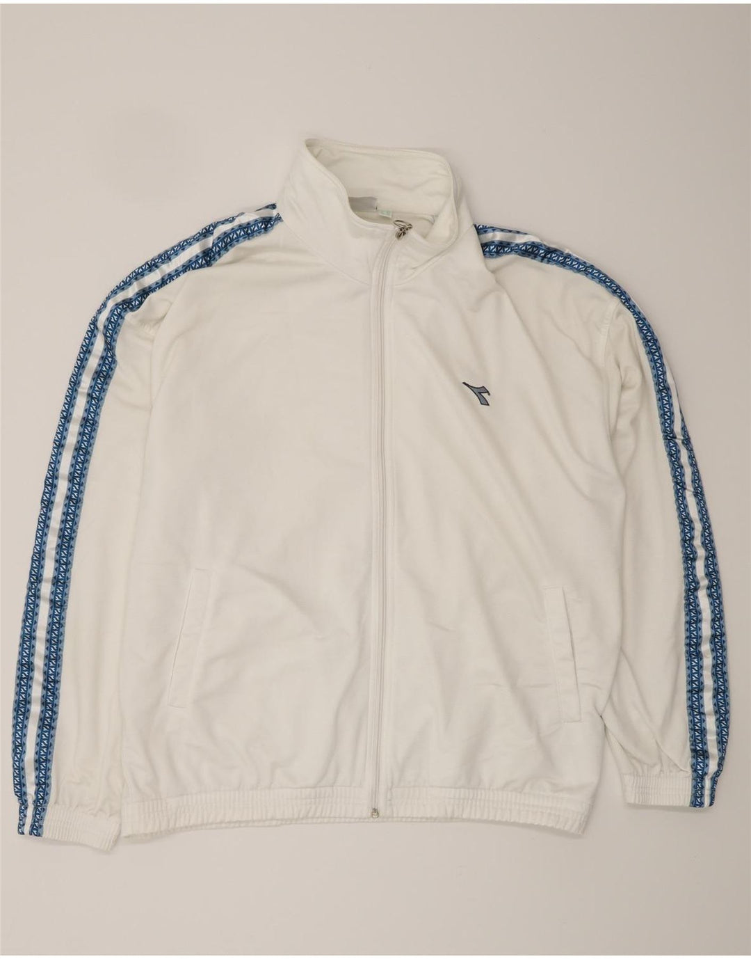 DIADORA Veste de survêtement graphique pour homme UK 42 Large Blanc Polyester