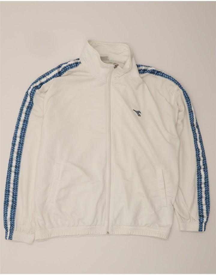 DIADORA Veste de survêtement graphique pour homme UK 42 Large Blanc Polyester