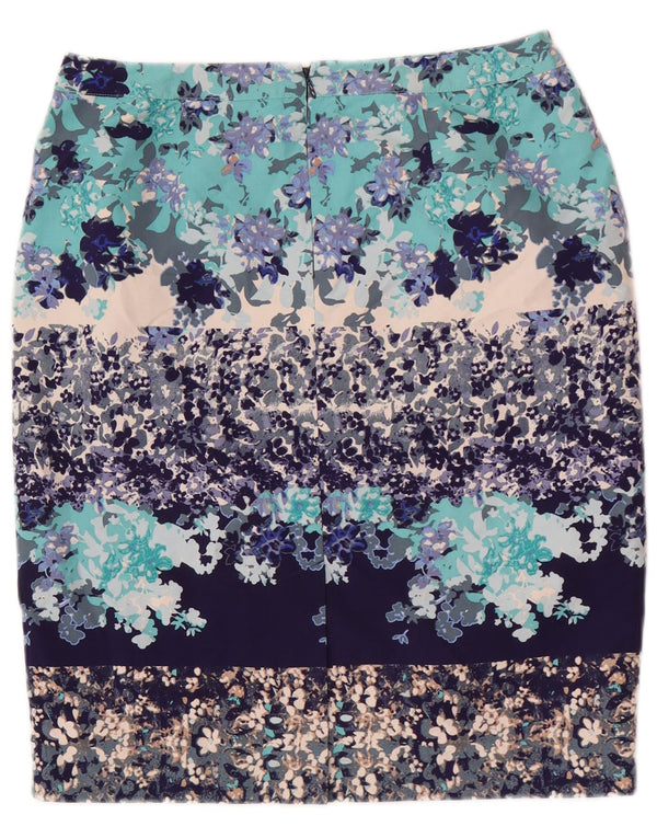 Laura Ashley Jupe crayon pour femme UK 12 Medium W32 Bleu Floral Polyester