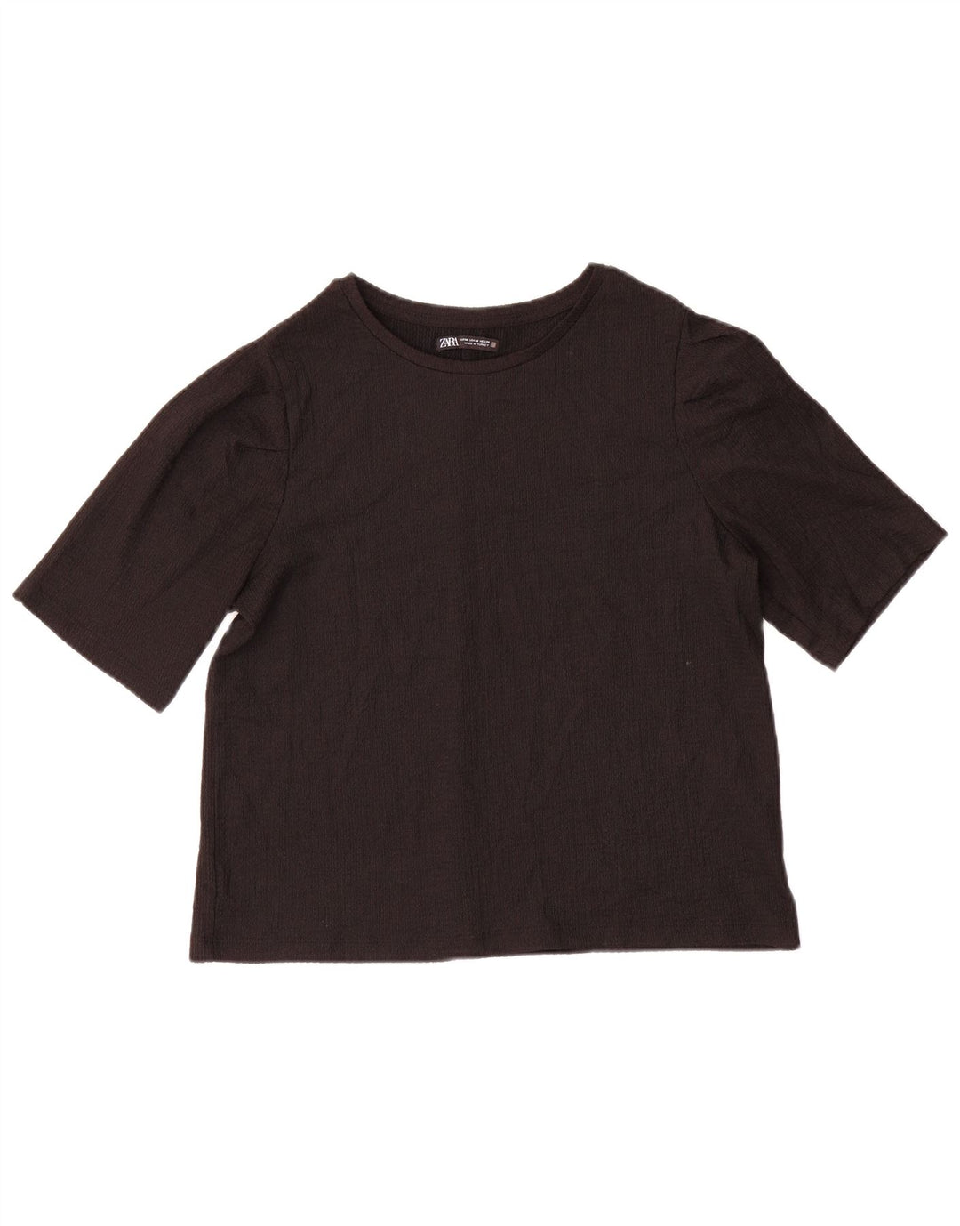 Zara Femme T-Shirt Top UK 14 Moyen Noir Polyester