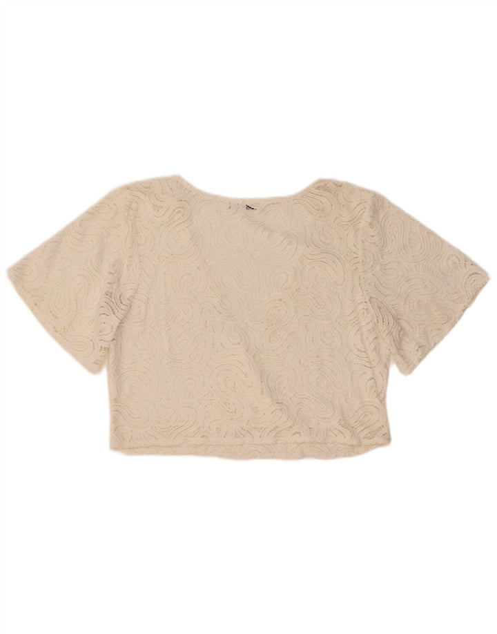 Zara Womens Top court en dentelle UK 16 Large Blanc