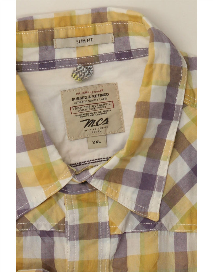 Marlboro Classics Chemise à manches courtes pour homme 2XL en coton vichy jaune
