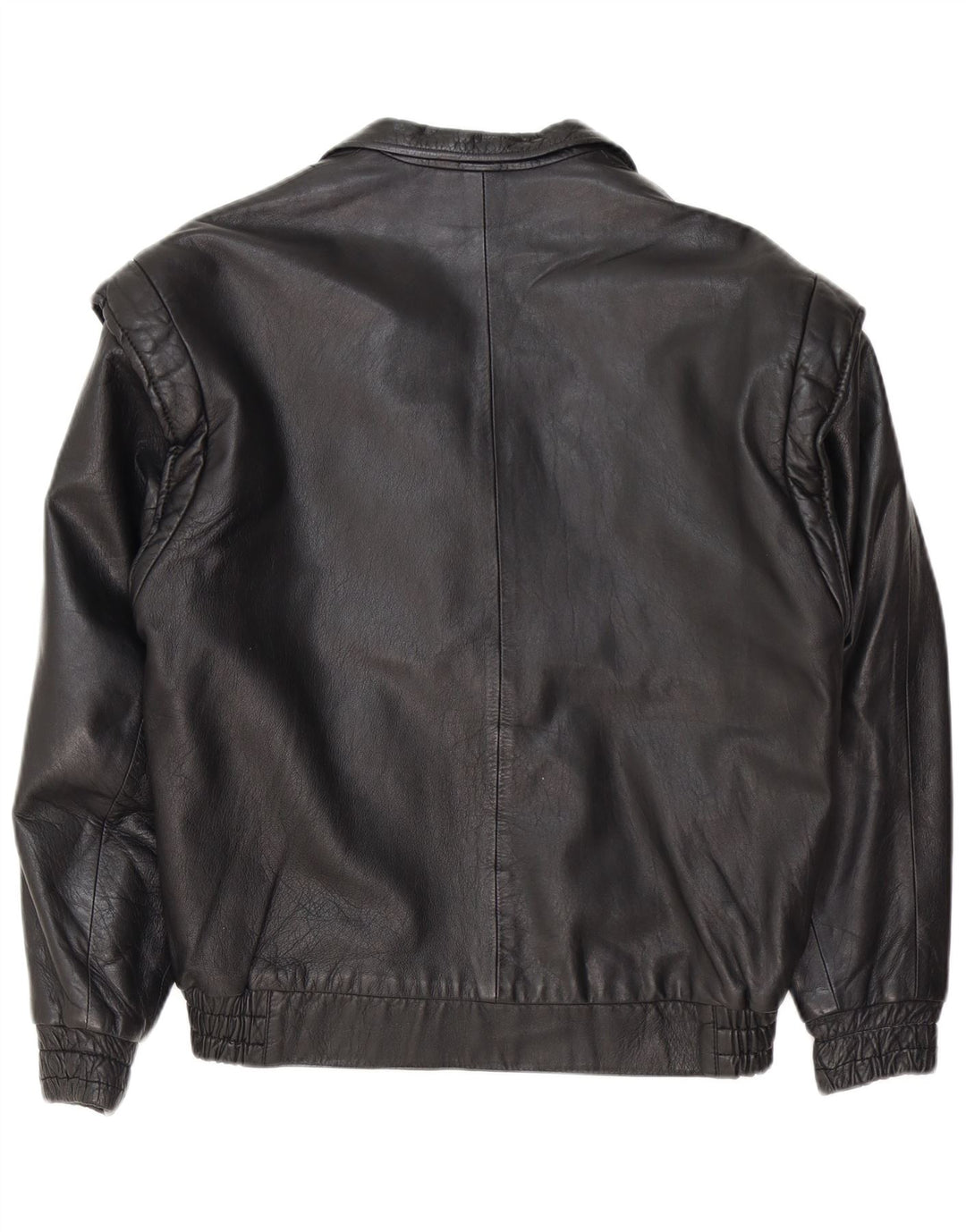 vintage Femme Veste de motard en cuir surdimensionné EU 36 Petit cuir noir
