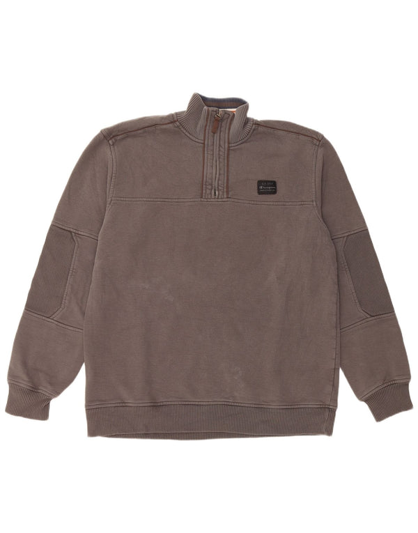 Champion Sweat-shirt à col zippé pour homme 2XL Gris Coton