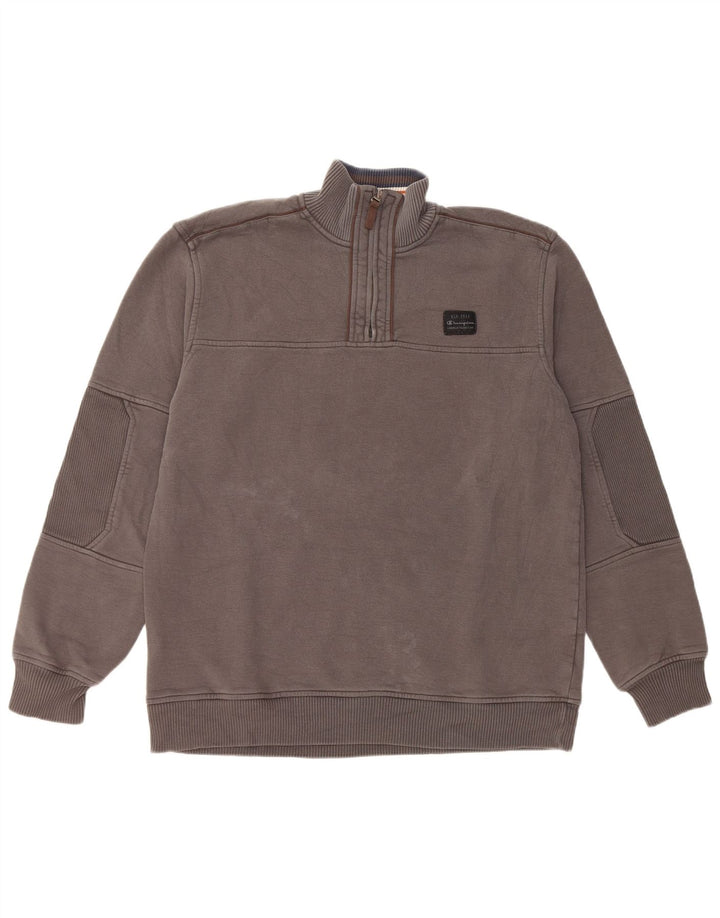 Champion Sweat-shirt à col zippé pour homme 2XL Gris Coton