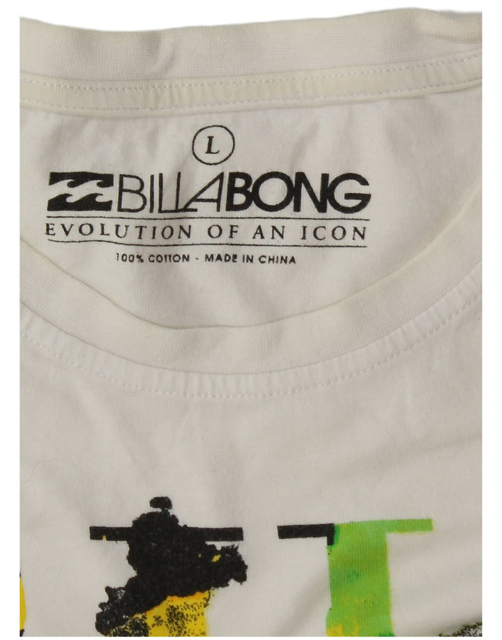 Billabong Mens Graphic T-Shirt Top Large Blanc Coton
