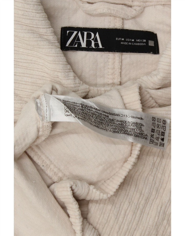 Zara Veste en velours côtelé pour femme UK 14 Coton blanc moyen