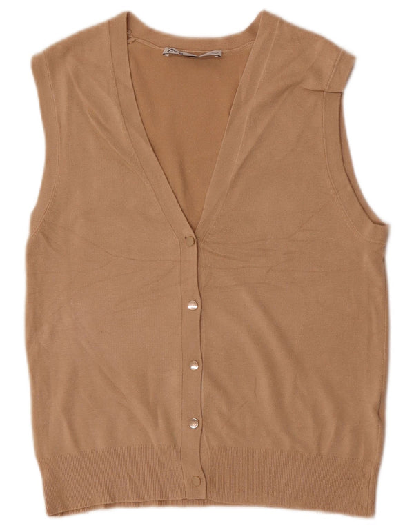 Zara Cardigan sans manches pour femme UK 10 Petit Beige