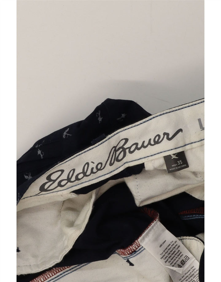 EDDIE BAUER Short Chino à Motif Abstrait pour Homme W35 Grand Coton Bleu Marine