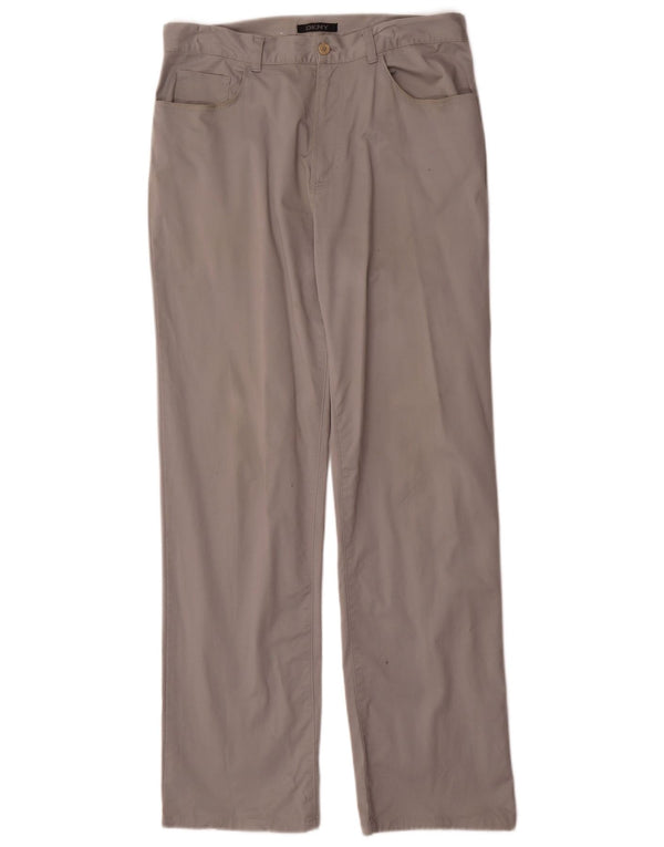 Dkny Mens Straight Casual Trousers W32 L32 Grey Cotton