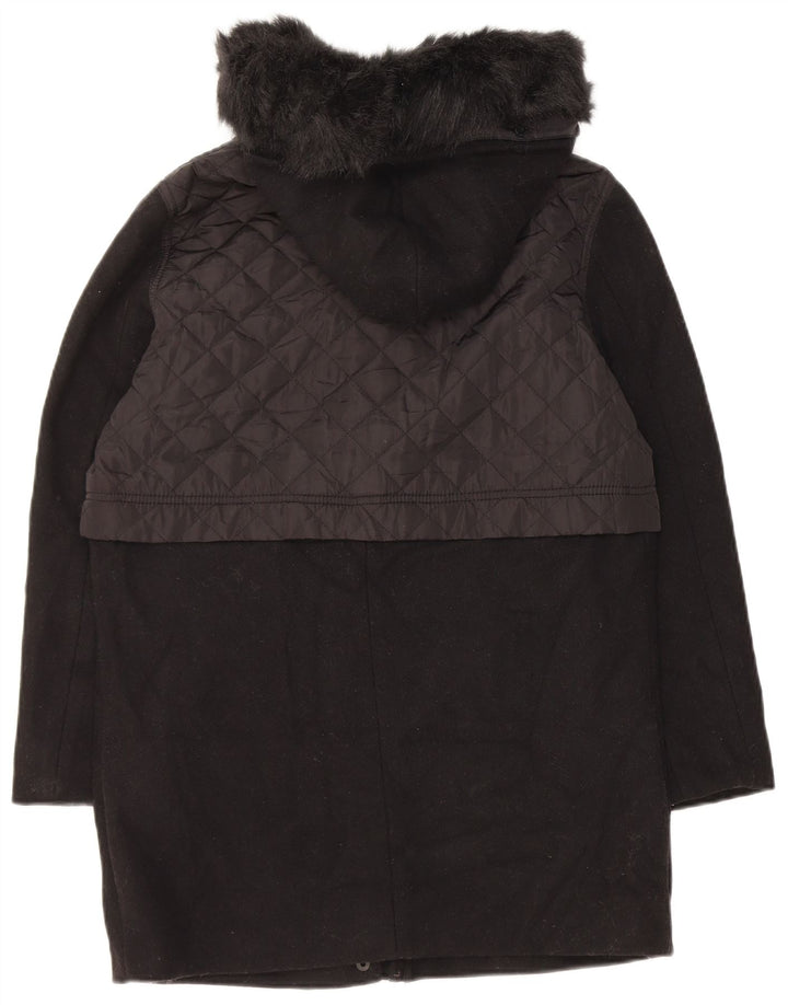 Marks & Spencer Duffle-coat à capuche pour femme UK 10 Petite laine noire