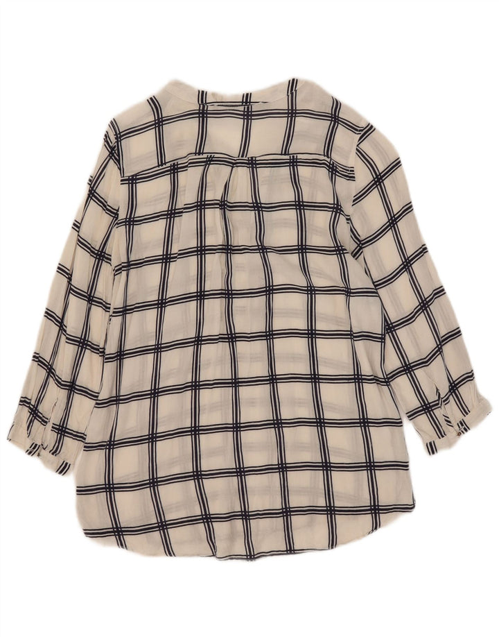 Zara Chemisier à manches 3/4 pour femme UK 6 XS Blanc à carreaux
