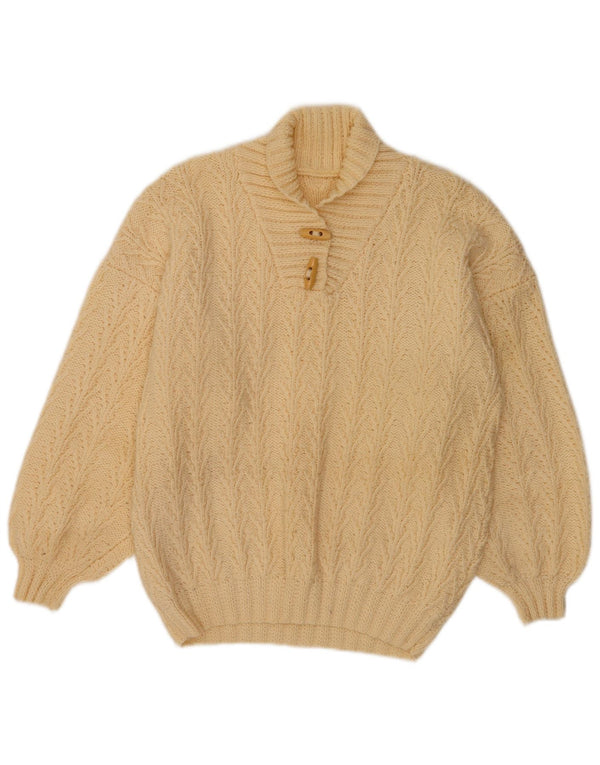 vintage Femmes Châle Cou Jumper Pull UK 14 Grand Blanc Cassé