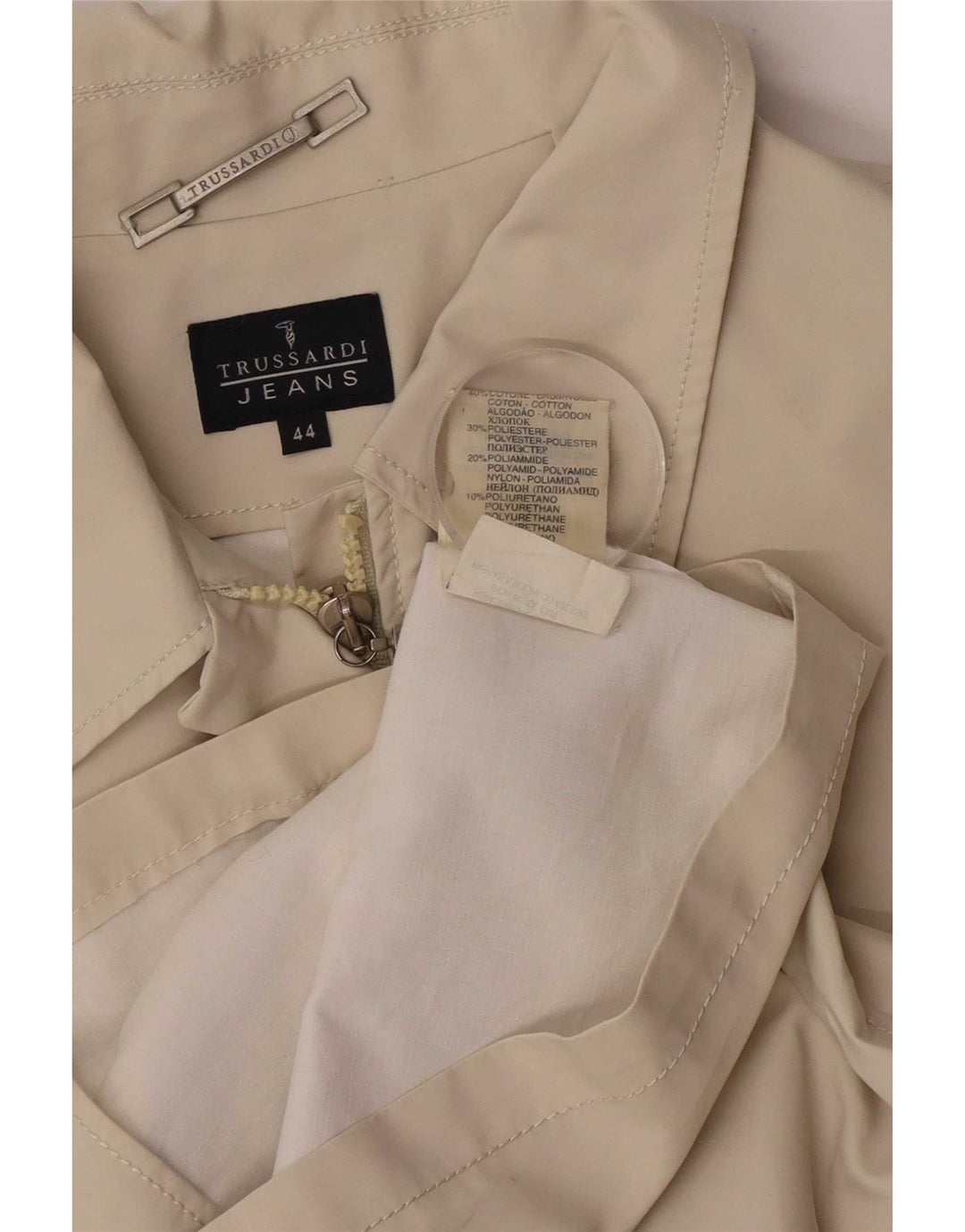 Trussardi Jeans Blouson Bomber Femme IT 44 Coton Beige Moyen