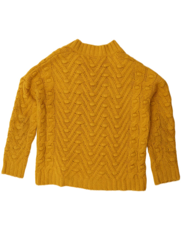 ZARA Mens Loose Fit V-Neck Jumper Sweater Medium Yellow Acrylic