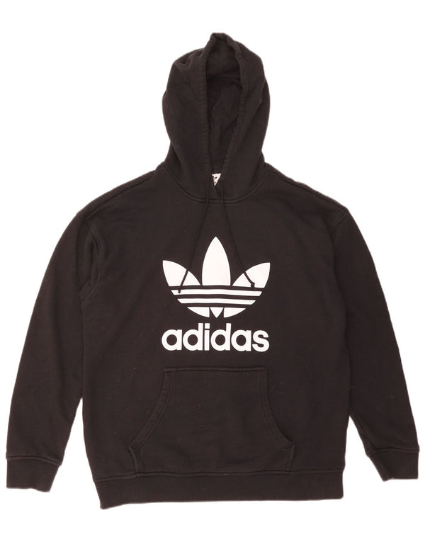Adidas Pull à capuche graphique pour femme UK 14 en coton noir moyen