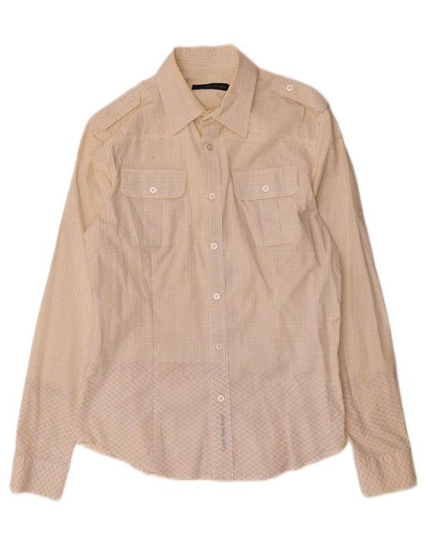 Calvin Klein Jeans Chemise Homme Medium Off White Check Coton