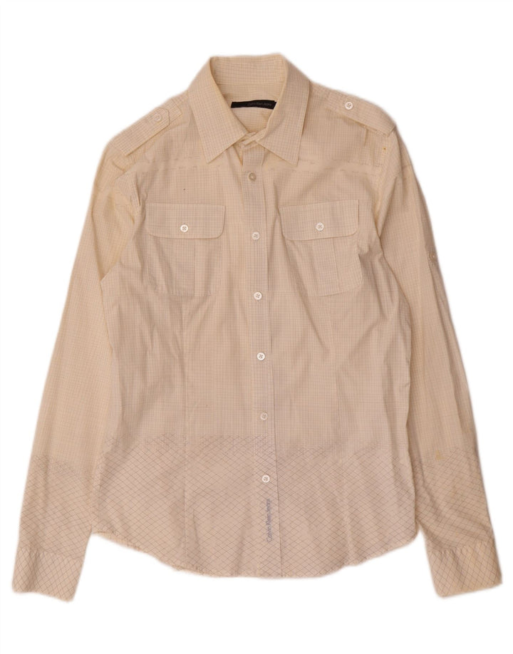 Calvin Klein Jeans Chemise Homme Medium Off White Check Coton