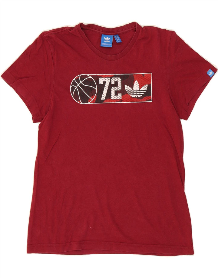 ADIDAS Womens Graphic T-Shirt Top Small Red Cotton Vintage Adidas and Second-Hand Adidas from Messina Hembry 