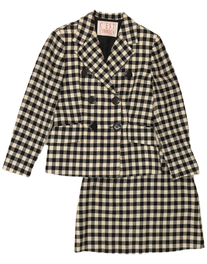 C'EST COMMECA Ensemble jupe 2 pièces pour femme UK 14 Medium W30 Vichy noir