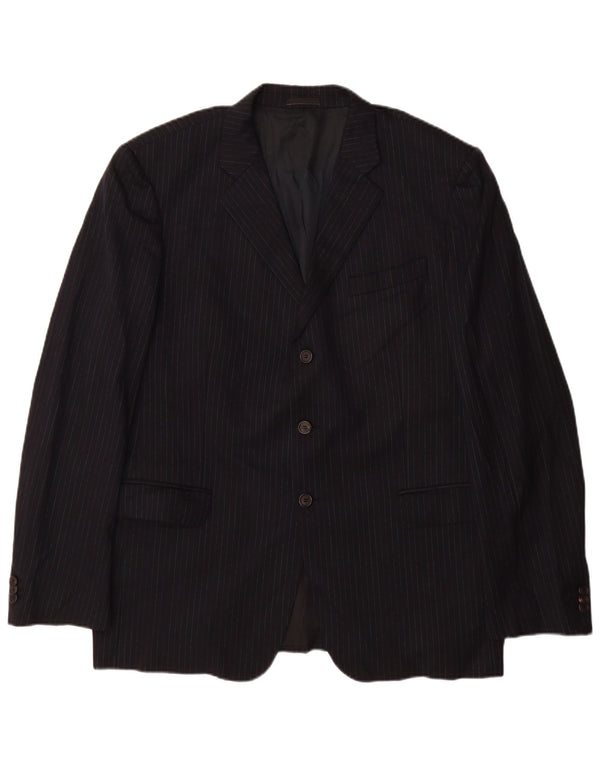 Prada Mens 3 Bouton Blazer Veste Taille 56 2XL Noir Pinstripe Virgin Wool