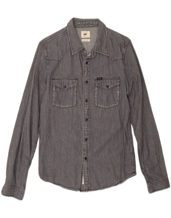 Lee Chemise en Jean Western Homme Petit Gris Coton